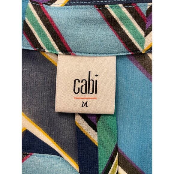 Cabi 3780 Ascot Top Geometric Teal & Green Size Medium - Picture 6 of 7